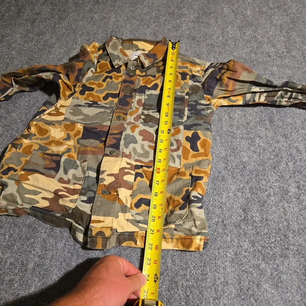 Free Assembly Shirt Boys Large 10/12 Green Camo Button Front Long Sleeve